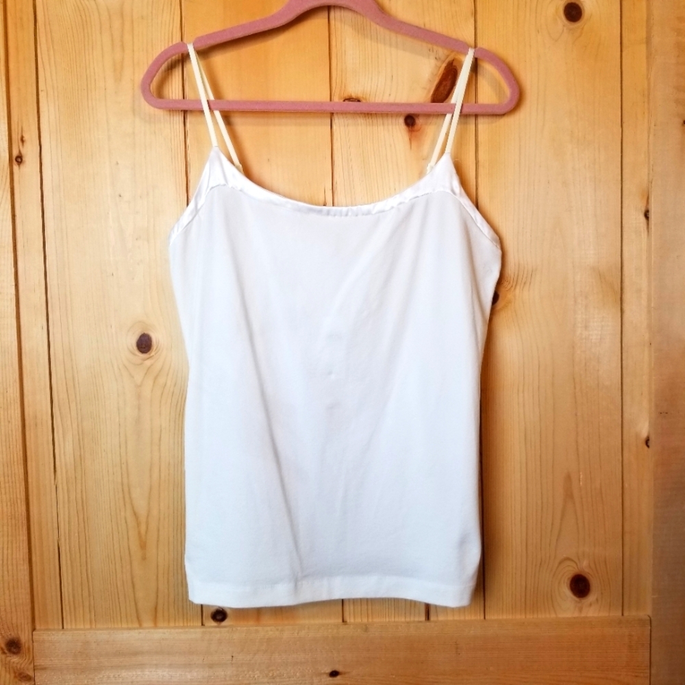 Banana Republic Factory White Stretchy Tank Adjustable Cami Top NWT
